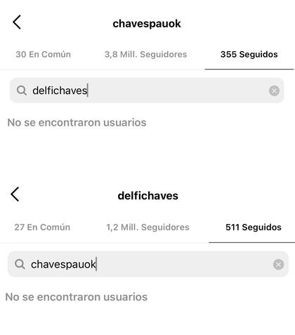 Paula y Delfina Chaves no se siguen más en Instagram