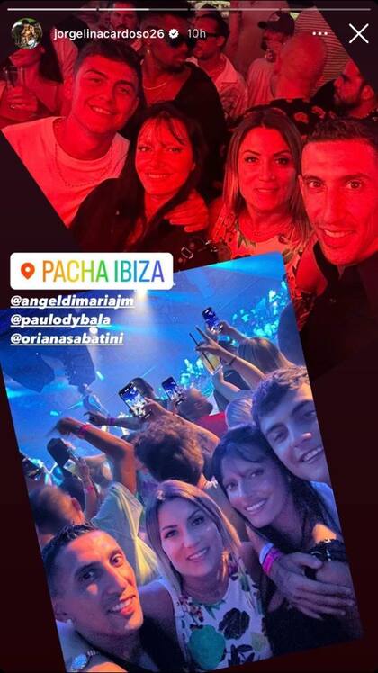 Paulo Dybala, Oriana Sabatini, Jorgelina Cordoso y Ángel Di María en Ibiza
