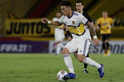 Pavón en acción en la última Copa Libertadores. Fue suspendido por los incidentes ante Atlético Mineiro en 2021