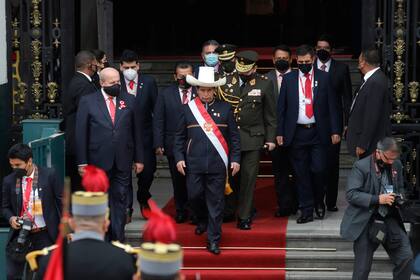 Pedro Castillo tras la jura de la presidencia en el Congreso peruano