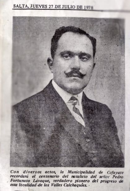 Pedro Fortunato Lavaque. Homenaje diario El Tribuno de Salta, 27 de julio de 1978.
