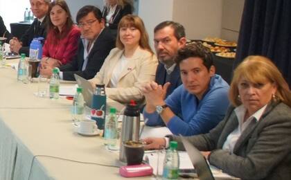 Pedro Puerta (celeste) el lunes durante la Comisión de Presupuesto en la Legislatura, se lo vio cabizbajo y preocupado.