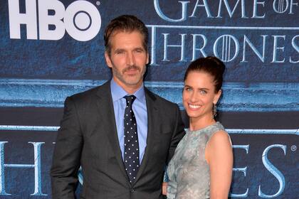 Peet y su esposo, el guionista David Benioff en el estreno de la sexta temporada de Game of Thrones