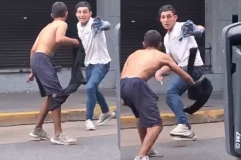 Violencia viral. Dos hombres se enfrentaron con facas en las calles de Constitución