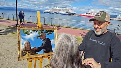 Peluquereando en el Puerto de Ushuaia, uno de los destinos que más los cautivó.