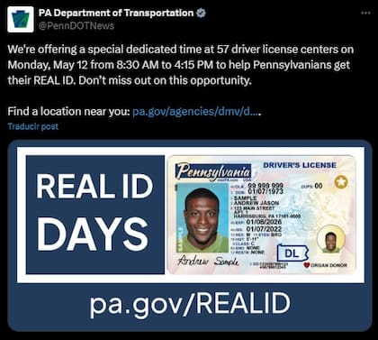 PennDOT organiza las Jornadas Real ID en 57 centros de licencias de conducir