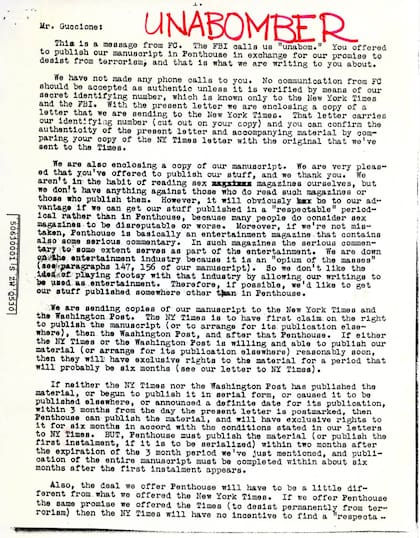 Penthouse intentó publicar el manifiesto de Unabomber (Vice)