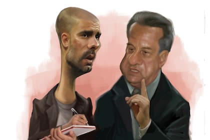 Pep Guardiola toma notas de Julio Velasco