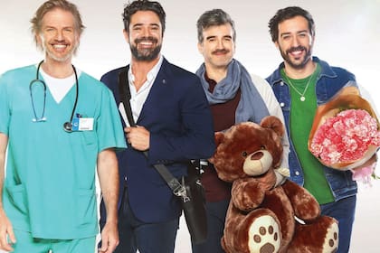 Los protagonistas masculinos de Pequeña Victoria: Facundo Aarana, Luciano Castro, Daniel Hendler y Nicolás Francella