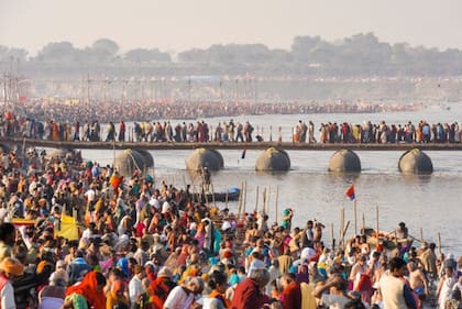 Peregrinaje religioso en el Río Ganges, en India.