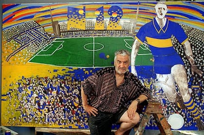 Pérez Celis y un mural que pintó para el estadio de Boca