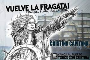 Con un afiche épico de Cristina, convocan a recibir a la Fragata Libertad