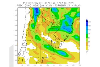 Perspectiva de lluvias hasta el 5 de febrero próximo