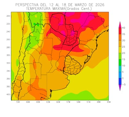 Perspectiva de temperatura máxima del 12 al 18 de marzo