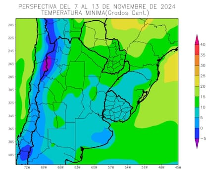 Perspectiva del siete al trece de noviembre de temperaturas minimas