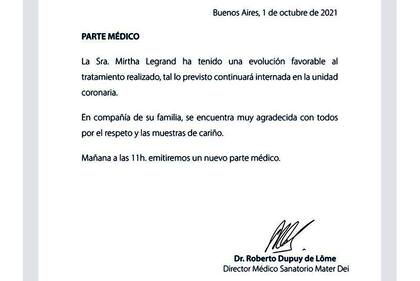 Perte médico de Mirtha Legrand de este viernes a la mañana