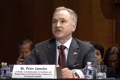 Peter Lamelas, en la audiencia de nominación en el Senado de Estados Unidos.