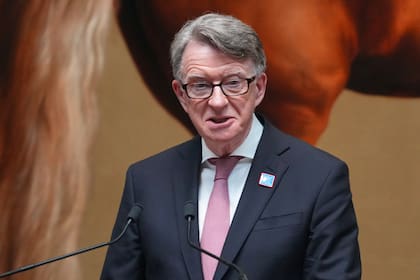 Peter Mandelson, entonces embajador británico en Estados Unidos, en un evento en Londres el 18 de junio del 2025.