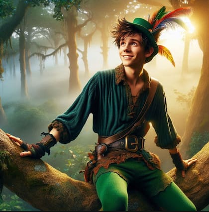 Peter Pan reimaginado por la inteligencia artificial de Copilot