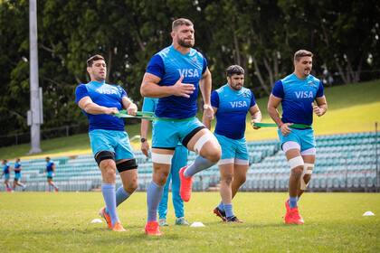 Petti, Kremer, Tetaz Chaparro y Mtera, en los trabajos de fuerza