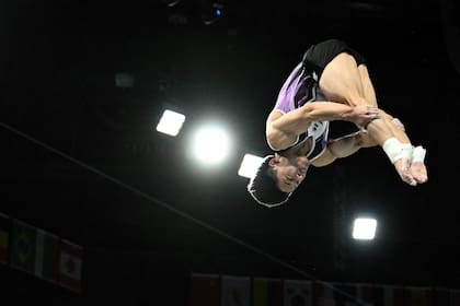 Philippines' Carlos Edriel Yulo competes in the artistic gymnastics men's vault final during the Paris 2024 Olympic Games at the Bercy Arena in Paris, on August 4, 2024. (Photo by Lionel BONAVENTURE / AFP)