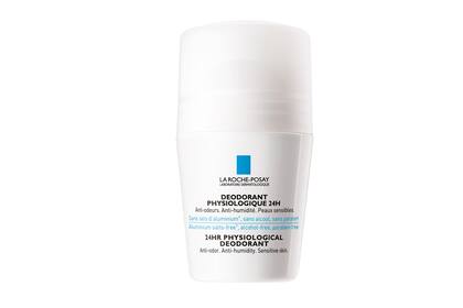 Physiologique, desodorante en roll-on para axilas sensibles y sensibilizadas, ya sea después de la depilación, de la fricción de las prendas, la sudoración excesiva o los tratamientos estéticos específicos, $315, La Roche Posay