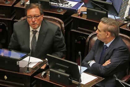 El exsenador y exvicegobernador entrerriano Pedro Guastavino, durante una sesión de la Cámara alta, junto a Miguel Pichetto