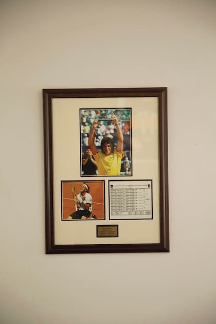 En un rincón del gimnasio guarda algunos "trofeos" de cuando era deportista de élite.