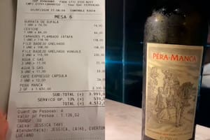 Pidieron un vino de 200.000 pesos pensando que costaba 20.000: quedaron embargados con la cuenta