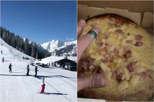 Pidió dos pizzas en un centro de esquí y quedó aterrado con el importe