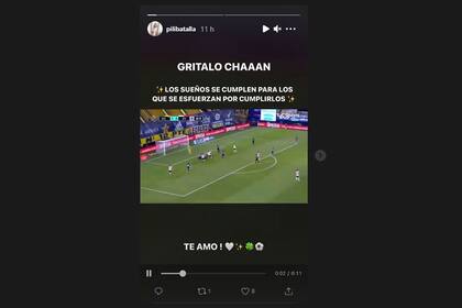 Pilar Batalla, hermana de Augusto y novia de Federico Girotti, autor del primer gol de River en el 2 a 2 ante Boca