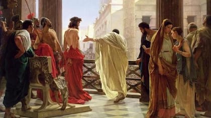 Pilato presenta a Jesús a la multitud judía, en pintura de 1850, del suizo-italiano Antonio Ciseri