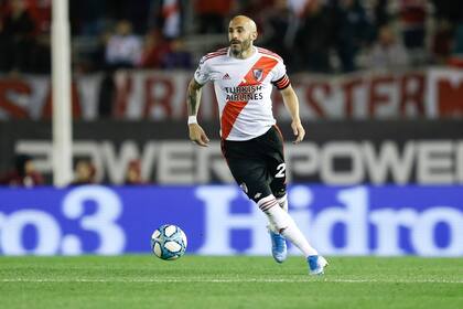 Pinola llegó a River con 32 años y hoy, con 39, es uno de los que más veces jugó con Gallardo