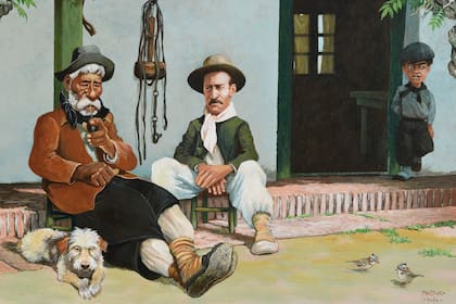 Pintura de Carlos Montefusco representando a los gauchos