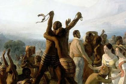 Pintura que representa la abolición a la esclavitud