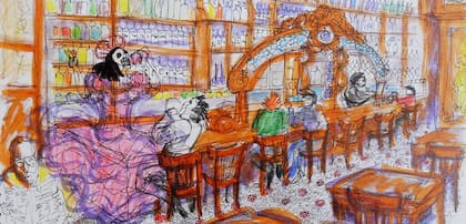 Pintura Ronda de Bares, de Pilar Barrientos y Luis Alberto Fazio