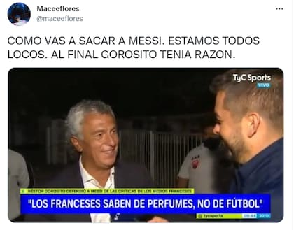 "Pipo" Gorosito, un ferviente defensor de Lionel Messi (Foto: Captura de Twitter)
