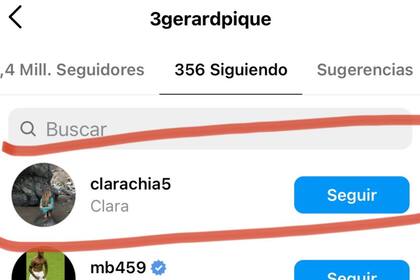 Piqué habría dejado en evidencia el perfil de Instagram de Clara Chía