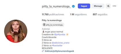 Pitty, la numeróloga tiene más de un millón de seguidores solamente en Instagram