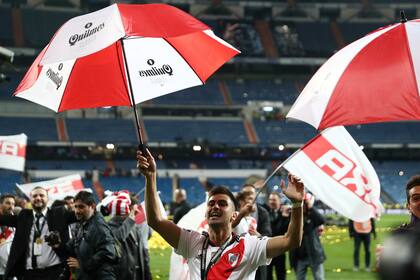 Pity Martínez. a la cabeza de los festejos de River