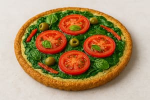 Pizza de pollo, espinaca y quinoa