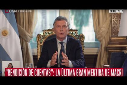 La señal respondía con sus zócalos a cada uno de los ítems planteados por Macri en su cadena