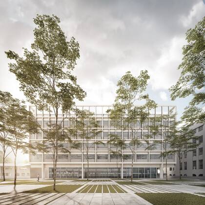 Planificación del patio de la Universidad Di Tella, proyectado por el español Josep Ferrando