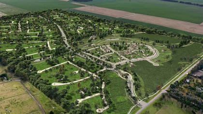 Plano con la disposición de los 543 lotes residenciales del proyecto y rodeados de áreas comunes