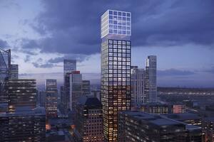 Plano de El Cubo en el 620 de la calle Folsom, renderizado por Arquitectonica