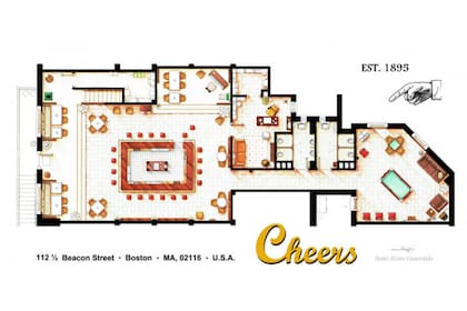 Plano del bar de la serie Cheers