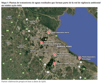 Plantas de tratamiento de aguas residuales que forman parte de la red de vigilancia ambiental
del AMBA AySA-INEI