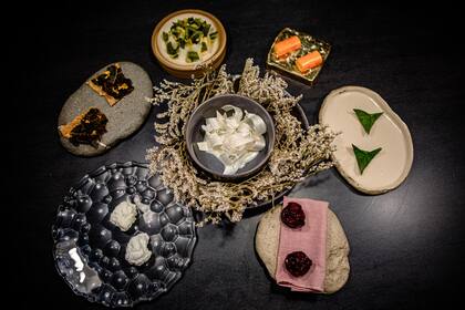 Platos del menú de 17 pasos del restaurante Aramburu