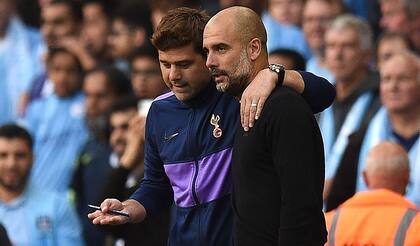 Pochettino y Guardiola, durante el partido.
