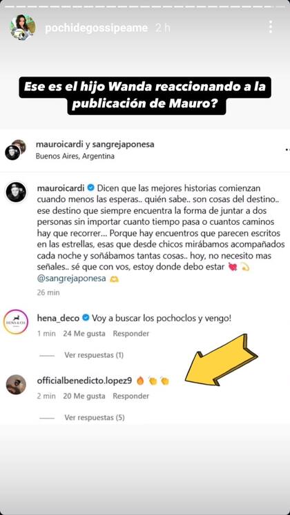 Pochi de Gossipeame dio a conocer que el hijo de Wanda Nara también felicitó a Mauro Icardi por su relación con la China Suárez